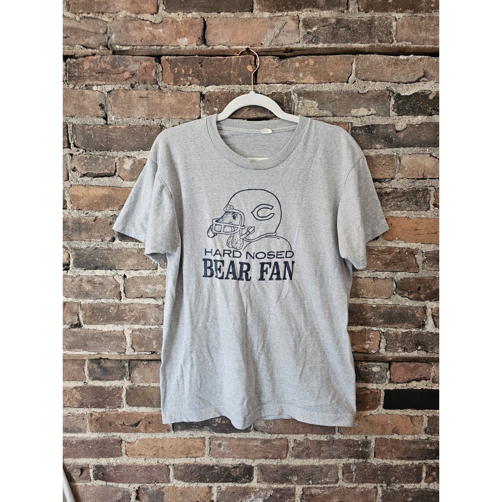 Rare Vintage Chicago Bears A Hard Nosed Bear Fan Graphic Single Stitch Tee NFL‎